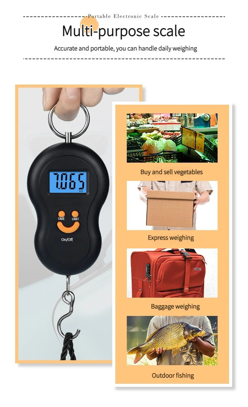 Electronic 50Kg 10g Hanging Scale LCD Kitchen Digital Scale BackLight Fishing Weights Pocket Scale Travel Luggage Scales