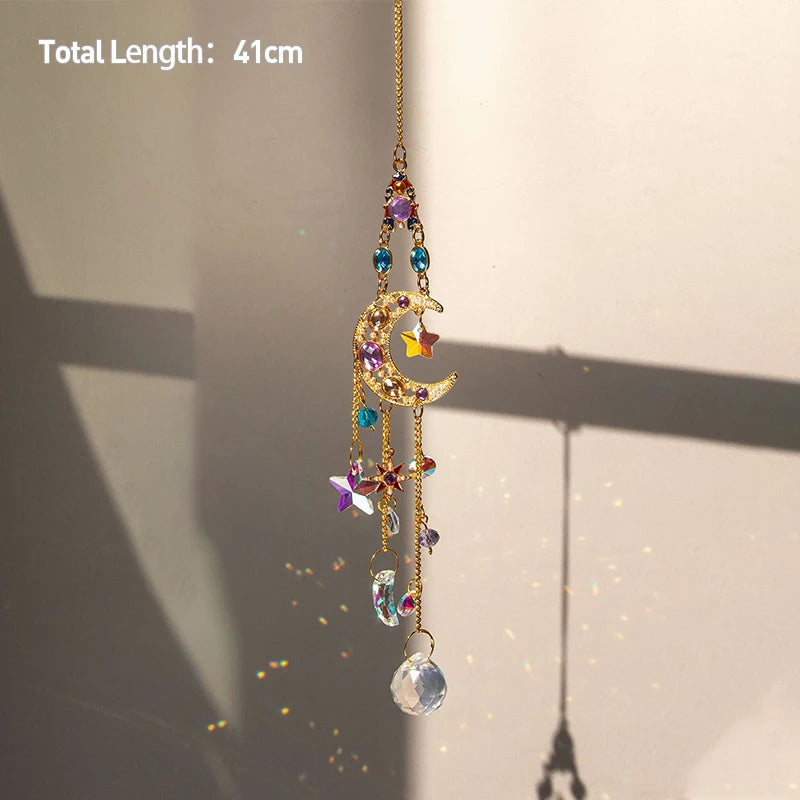 Colgante de cristal para jardín, atrapasol, campanillas de viento, prisma arcoíris, cadena de cristal para ventana, campana colgante, árbol de Navidad, decoración del hogar