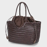 French Leather Woven Bag Fashion Simple Basket Bag Retro Advanced Handmade Bag New Versatile Commuting Women's Shoulder Handbag