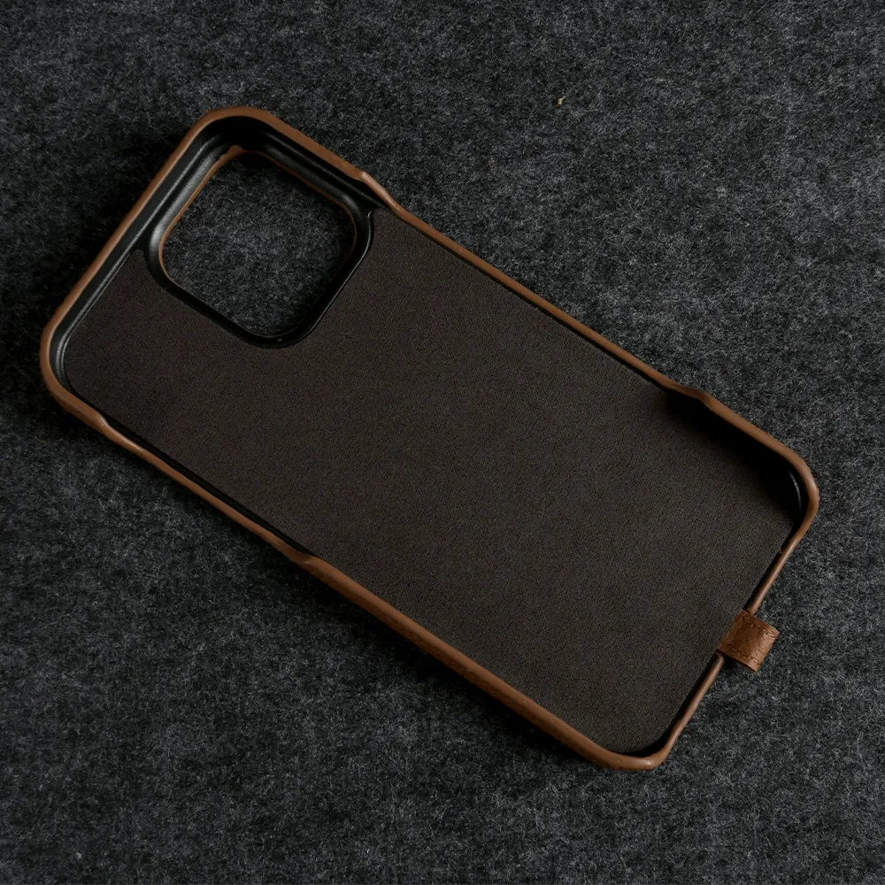 Funda de piel auténtica personalizable con cordón de carga para iPhone 16 Pro Max, 15, 14, 13, 12 y 11, con funda magnética.