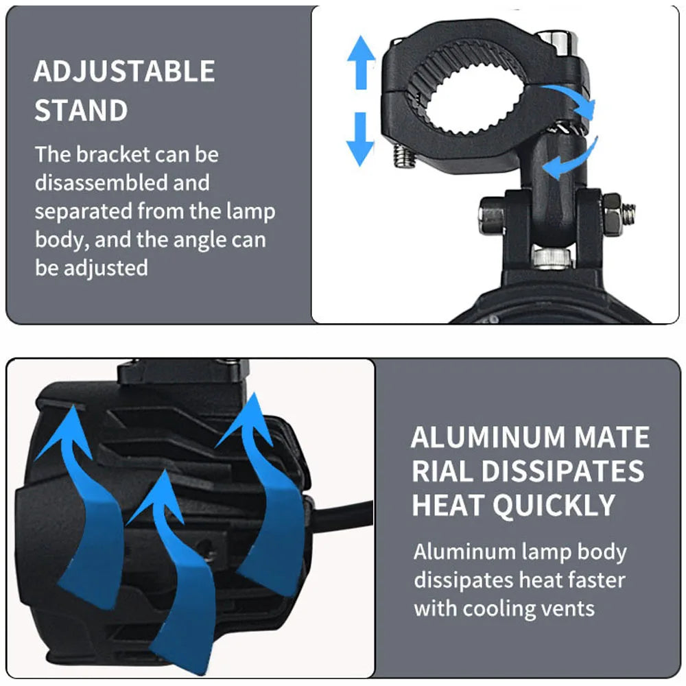 Motorcycle LED Auxiliary Lamp For BMW R1200GS F800GS ADV Yamaha MT07 MT09 CRF1000L Africa Twin Kawasaki Fog Lights Moto Lamp