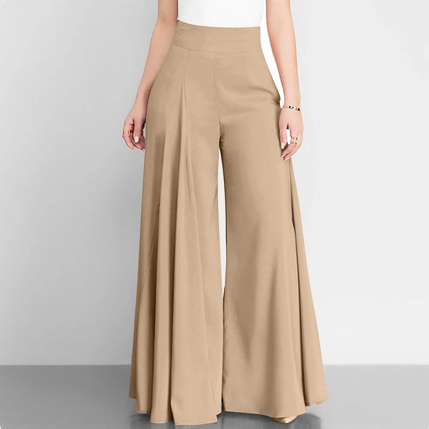 Pantalones anchos de cintura alta para mujer, pantalón largo, holgado, informal, elegante, para oficina, primavera y otoño