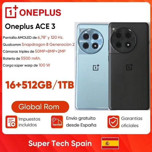 OnePlus ACE 3 5G Smartphone 6.78'' 120Hz LTPO AMOLED Snapdragon 8 Gen 2 Batería 5500mAh Carga SUPERVOOC de 100W ROM Global NFC