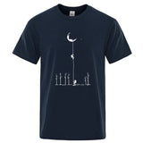Summer Men's High Quality 100% Cotton Cool Funny Astronaut Print Casual Loose O-neck for Men T-shirt Male T-shirt Hip Hop Tee