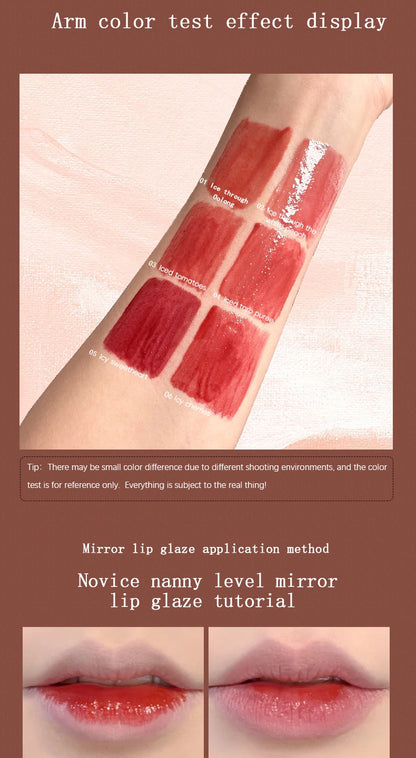 Brillo de labios de larga duración, hidratante, fácil de teñir, resistente al agua, efecto espejo, cristal de agua, brillo de labios, color transparente, cosméticos