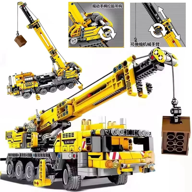 Third Party Compatible MOC Sets City Series Building Blocks City Yellow Mobile Construction Crane Children Toys Gift