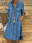 Vestido de camisa jeans multifuncional feminino, tamanho grande, vestido casual para lazer diário, tamanho grande
