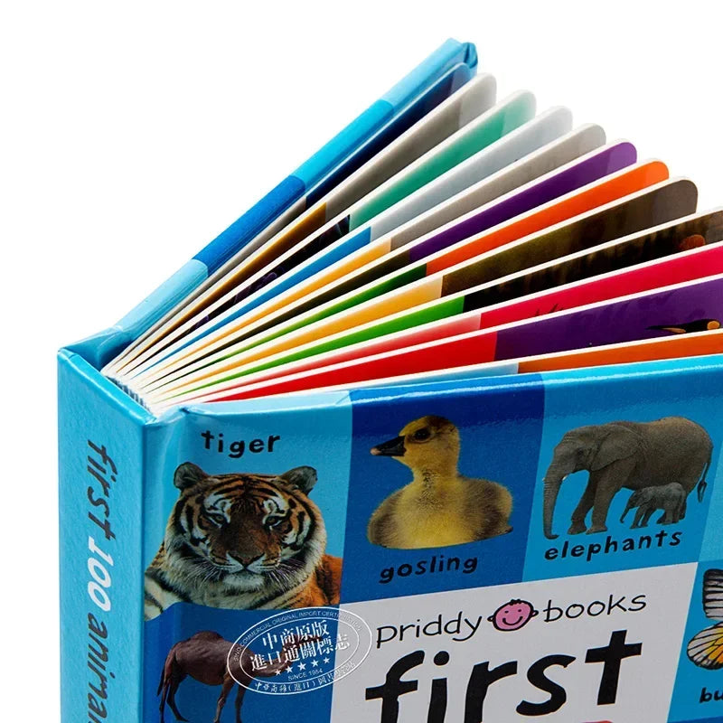 Montessori First 100 English Words Learning Cardboard Book Animals Colors Numbers Language Physical Picture Teaching Aids