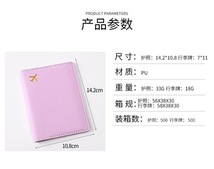 Women Men Card Passport Cover Case Flight Ticket Clip Passport Wallet PU Leather Solid Color Id Holder Passport Holder Purses