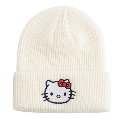 Hot Sale Saniro Hello Kitty Beanie Hat Women Cute Cartoon Cinnamoroll Melody Kuromi Winter Knitted Cap