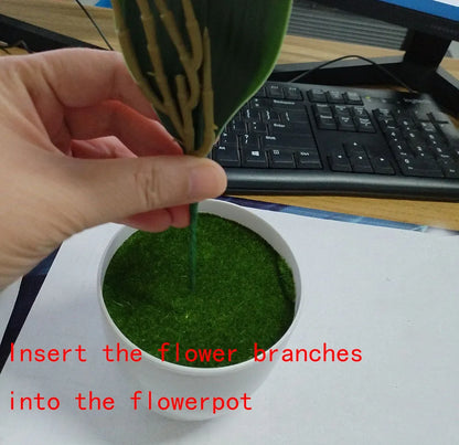 Bonsai Simulated Butterfly Orchid Artificial Potted Plant Desk Dining Table Home Office Vase Wedding Home Room Decoration Gift