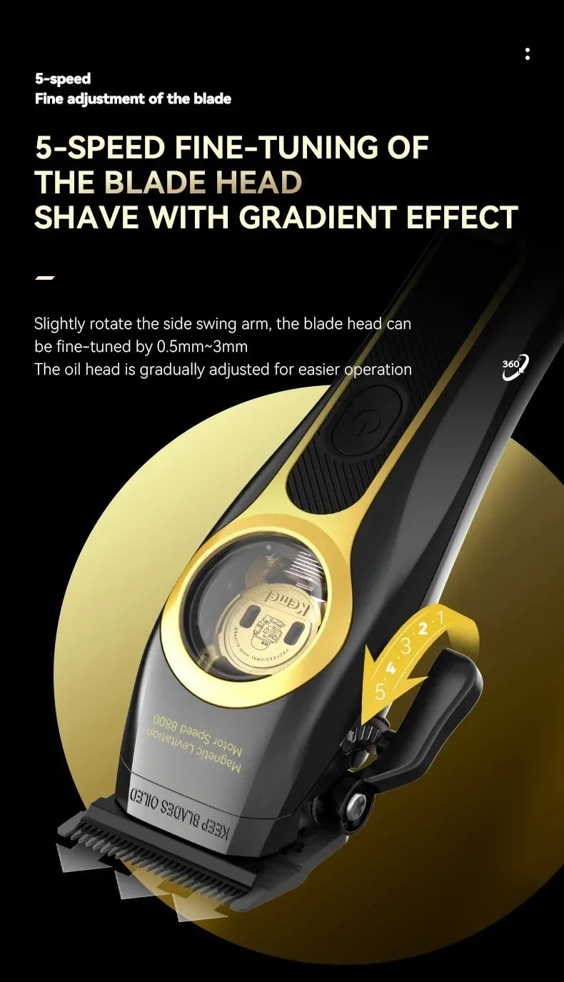 Kemei Hair Clippers KM-2373 Professional Cordless Hair Trimmer Electric Men Hair Cutting Machine Magnetic Motor 8800RPM Clippers