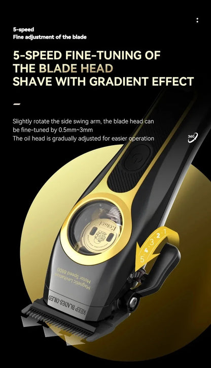 Kemei Hair Clippers KM-2373 Professional Cordless Hair Trimmer Electric Men Hair Cutting Machine Magnetic Motor 8800RPM Clippers