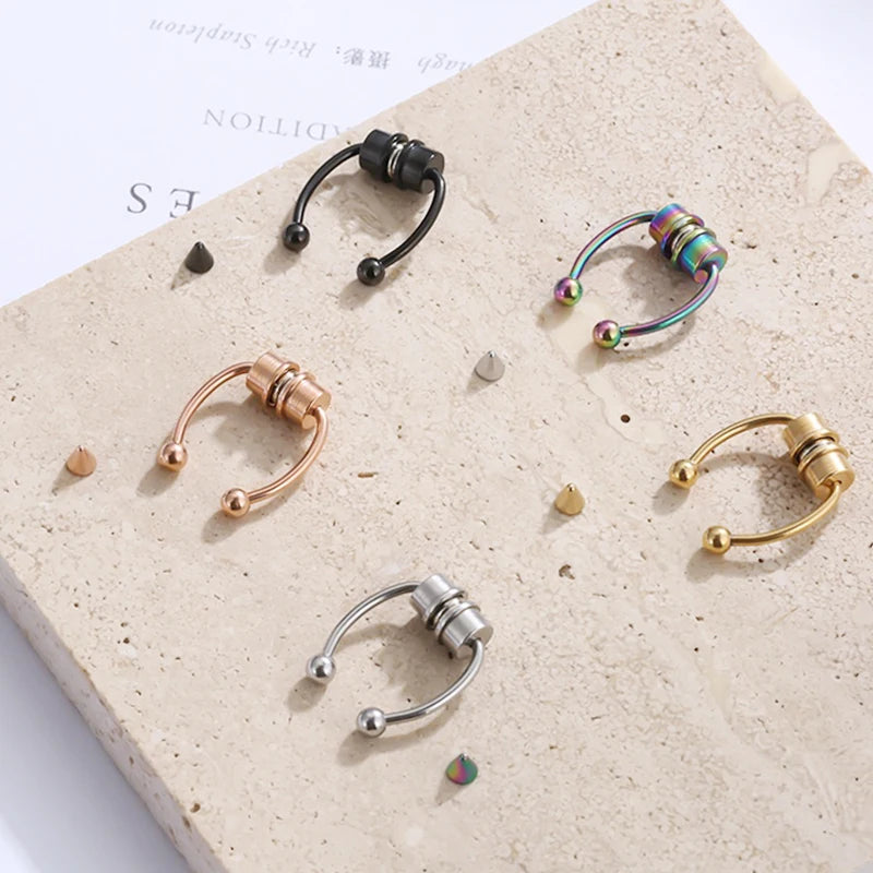 Fake Nose Ring Hoop Septum Non-Piercing Nose Clip Rock Hip Hop Stainless Steel Magnet Fashion Punk Women Body Jewelry