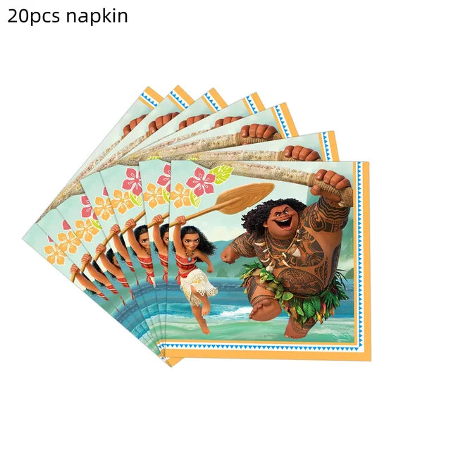 Talheres descartáveis de Tema Moana para Crianças, Copo e Prato, Suprimentos de Decoração para Meninas, Festa de Casamento, Aniversário, Novo