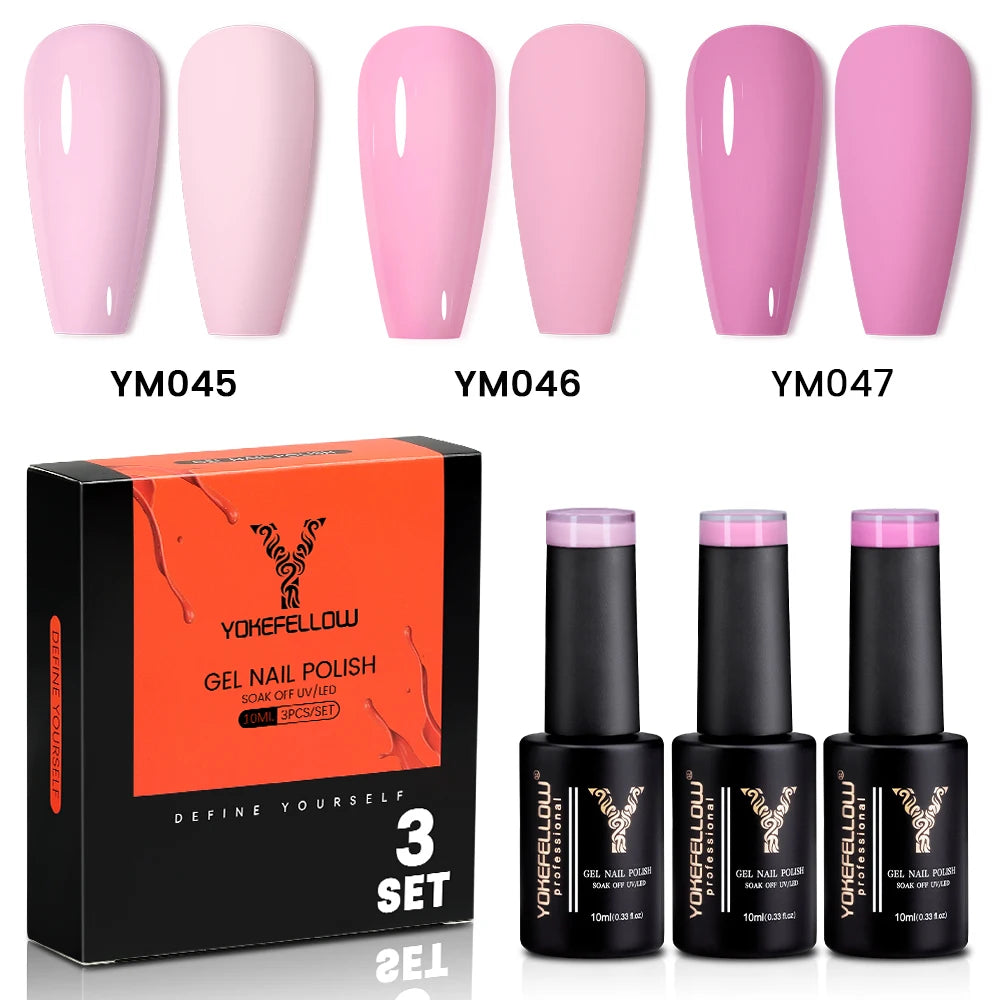NEW YOKEFELLOW 10ml Crystal Jelly Nude Red Pink Gel Nail Polish Transparent Semi-permanent UV Gel Nail Art Soak Off Gel Varnish
