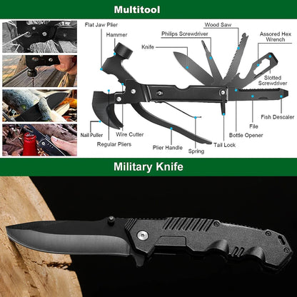 Survival Kit and First Aid Kit Professional Survival Gear Equipment with Molle Pouchfor Men Dad Husband Who Like Camping Outdoor