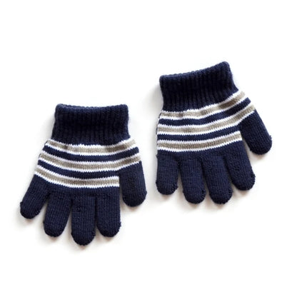 Baby Boys Girls Full Finger Gloves Winter Knitted Stripe Mitten Kids Outdoor Gloves for 1 2 3 4 5 Years Old Children Accessories 