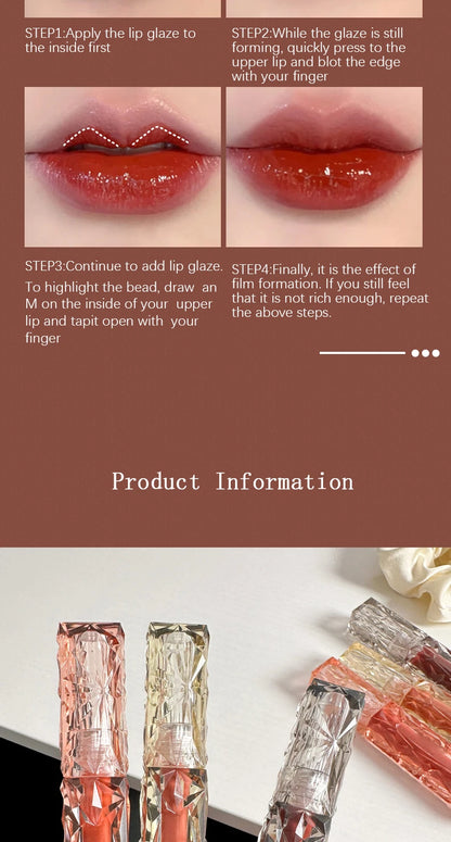 Brillo de labios de larga duración, hidratante, fácil de teñir, resistente al agua, efecto espejo, cristal de agua, brillo de labios, color transparente, cosméticos