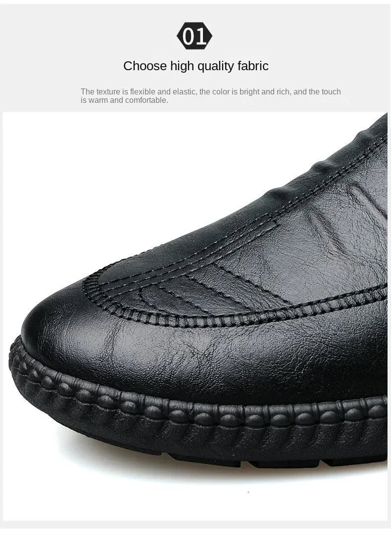 Men Leather Shoes Breathable Business Summer Slip on Loafers Man Casual Black Flats Driving Walking Shoes Moccasins