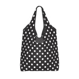 Custom Recycling Classic Black And White Polka Dot Shopping Bag Women Tote Bag Portable Grocery Shopper Bags