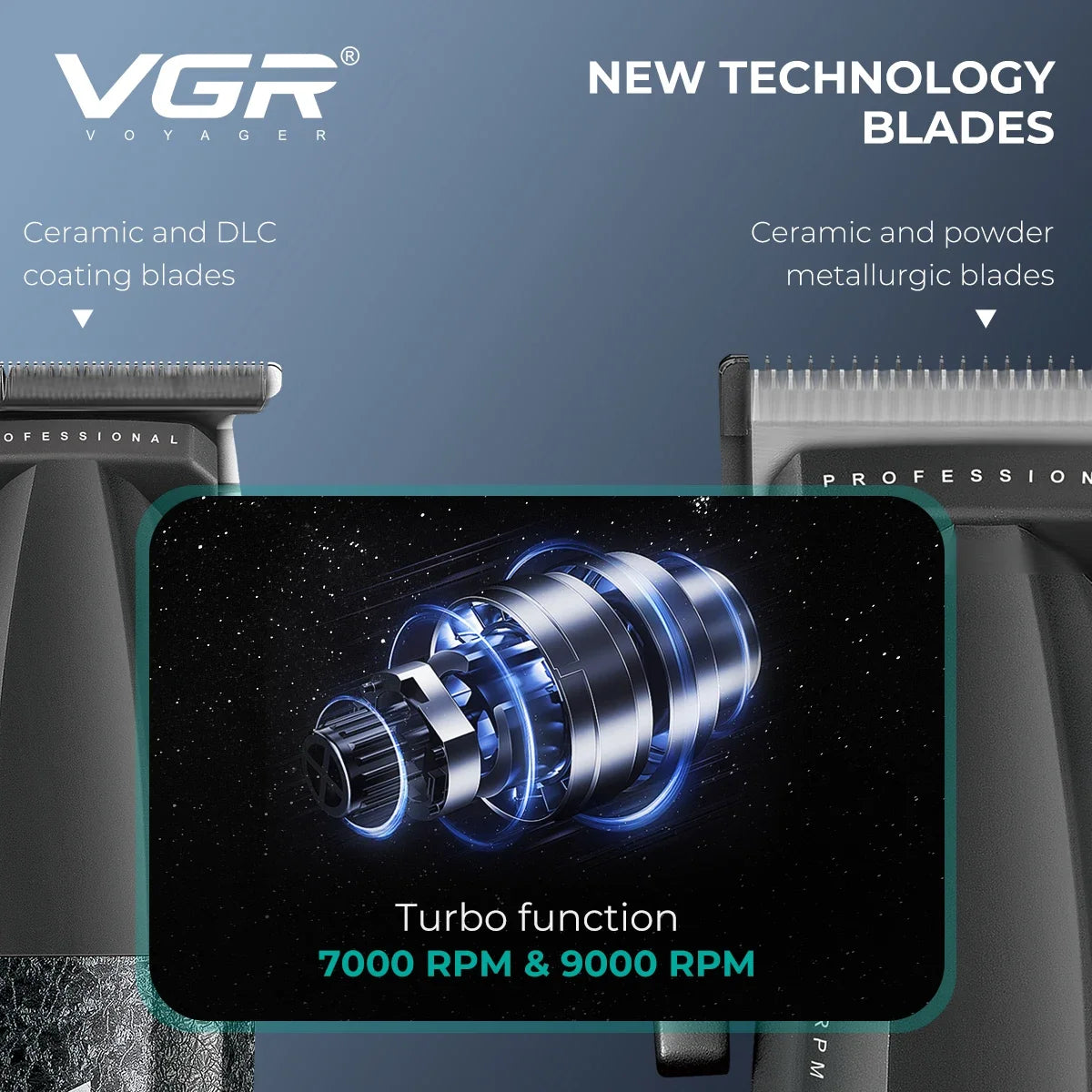 VGR Hair Trimmer Professional Hair Clippers Adjustable Hair Cutting Machine 9000 RPM Cordless Clippers and Trimmers Set V-640 S3