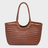 French Leather Woven Bag Fashion Simple Basket Bag Retro Advanced Handmade Bag New Versatile Commuting Women's Shoulder Handbag