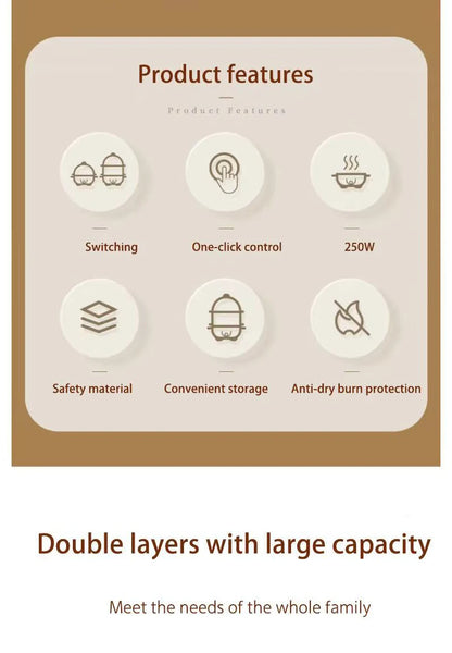 Multifunctional Electric Egg Boiler Single Double Layers Egg Cooker 110V/220V Mini Steamer Poacher Kitchen Cooking Machine