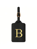 PU Leather Luggage Tag for Travel - Durable Suitcase ID Tag with Privacy Cover & Name Card Slot (A-Z) liu