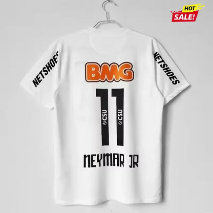 Basilica Santos Jersey Home Neymar No. 11 Short-sleeved Fans Version Retro Football Jersey 3D Printed Breathable Men T-shirts