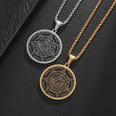 Collar con colgante de brújula de los siete arcángeles de Salomón, de acero inoxidable, estilo retro, amuleto de la suerte para hombre.