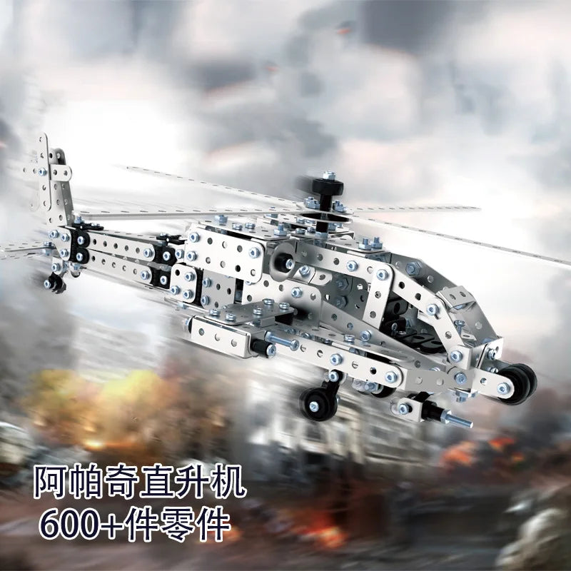 Children DIY Metal 3D Assembly Building Blocks Aircraft Warship Model Screw Nut Metal Toys Adult High-Difficulty Puzzle