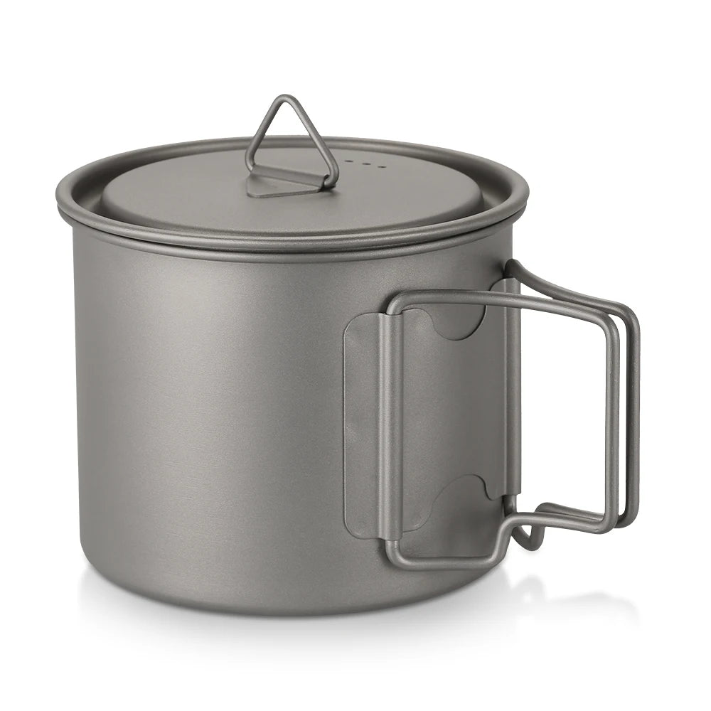 Taza de agua ultraligera de titanio Lixada con asa plegable, portátil para exteriores, camping, picnic, 300 ml/350 ml/550 ml/650 ml