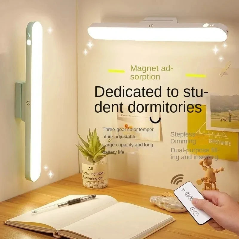 Lámpara de escritorio con interruptor de lectura remota, protección ocular LED magnético, atenuación continua de tres velocidades, recargable por USB, lámpara de aprendizaje para estudiantes