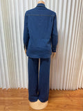 Jeans 2 Piece Sets Women Denim Shirt Coat Straight Pants Suit Streetwear Spring 2026 Washed Top Overshirt Trousers Outfits