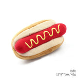 Brinquedos de pelúcia para cães, acessórios para cães estridentes, brinquedo para animais de estimação, som macio, mastigar, mordida, resistente, sorvete, batatas fritas, humburger