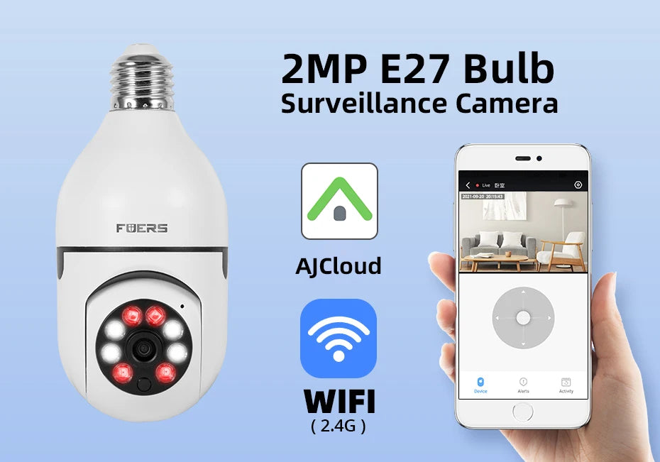 Bulb E27 Surveillance Camera Full Color Night Vision Automatic Human Tracking Zoom Indoor Security Monitor Wifi Miini IP Camera