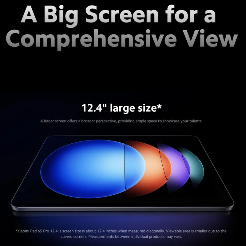 Versión global Xiaomi Pad 6S Pro Snapdragon® 8 Gen 2 HyperOS Pantalla 3K de 12,4" y 144 Hz HyperCharge de 120 W 10 000 mAh (típico) Batería de 120 W