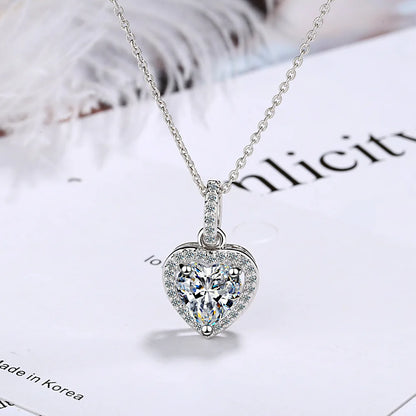 Collar con colgante de corazón de circonita de plata de ley 925 GaaBou para mujer, joyería de diseño de lujo, artículos para mujer, regalo 