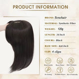 Benehair 14'' 18'' Hair Toppers with Bangs for Women Synthetic 6x6 Top Hairpieces Wigs Long Straight Clip in Hair Extension