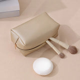 Solid Color Cosmetic Bags for Women Travel Portable Makeup Storage Bag Zipper Toiletry Pouch