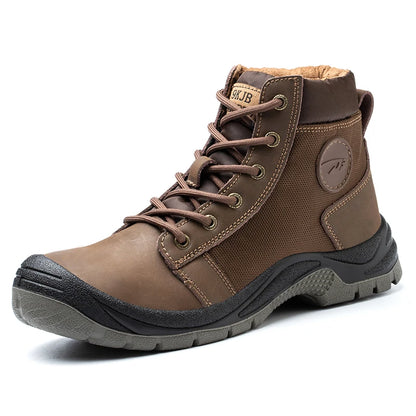 Safety shoes men's leather welding shoes anti-smashing, anti-puncture, non-slip sports Steel toe soft work boots for women