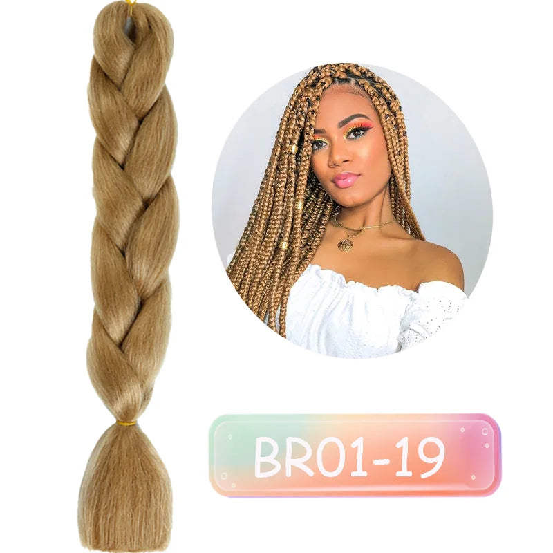 Lupu 24 "extensões de cabelo sintético longo ombre trança para mulheres preto roxo rosa azul loiro jumbo tranças suporte atacado