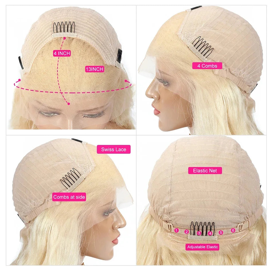 Blonde 613 13x6 Lace Frontal Wigs HD 613 Lace Front Human Hair Wigs For Women 40 Inch Long Straight Human Hair Wigs Can Be Dyed