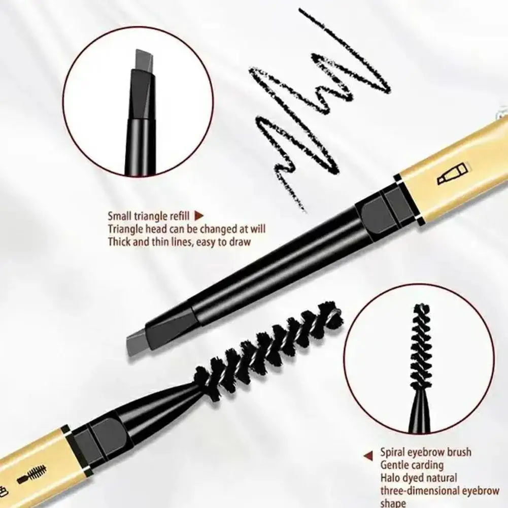 Natural Eyebrow Pencil 5 Colors Brown Double Head Long Lasting Waterproof Ultra Fine Eye Brow Pen Luxury Gold Cosmetic