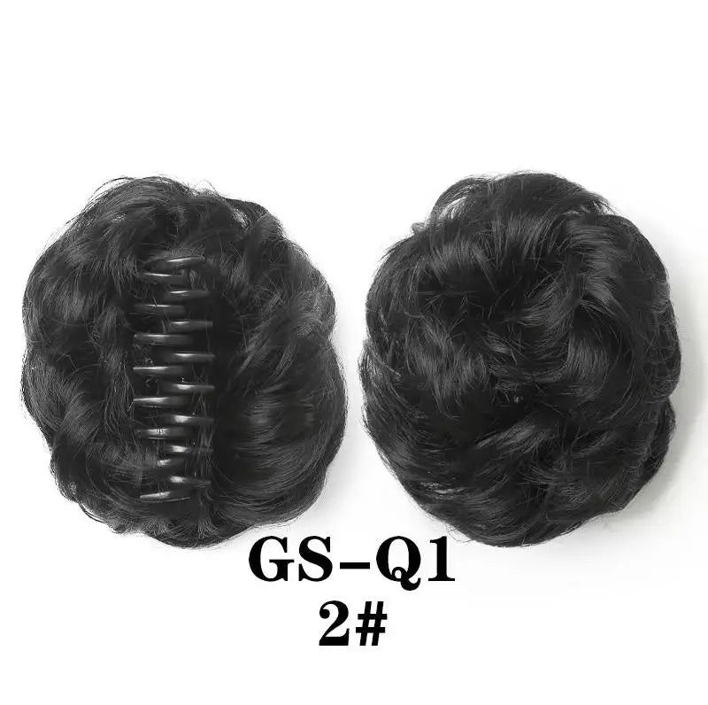 Coque despojado com piranha claw clip aplique de cabelo cacheado