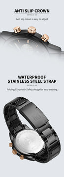 NAVIFORCE NF8076 Sports Watches for Men Stainless Strap Quartz 3ATM Waterproof Shockproof New Fashionable Clock