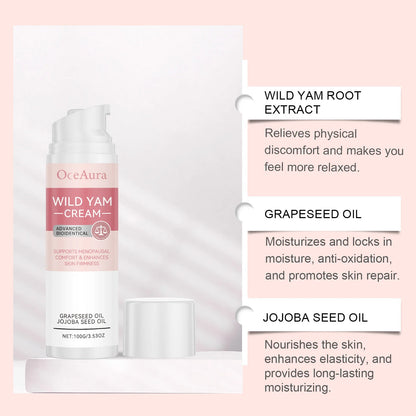 Wild Yam Cream For Hormone Balance Menopause Soothing Reduce Hot Flashes Women Body Balance Support Progesterone Relief Cream