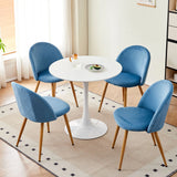 A Set of 4 Dining Chairs With Soft Velvet and Metal Legs, Suitable for Kitchen, Dining Room, Living Room, Lounge (Pink/Green/Blue)