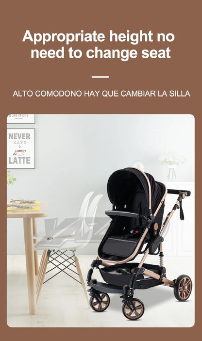 Luxurious 3 in 1 Baby Stroller Portable Travel Baby Carriage Folding Prams Aluminum Frame High Landscape Car for Newborn Baby